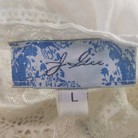 J. Gee Cream Boho Mini Dress NWT Size Large Ivory Lace Shift Style Boho Dress - Picture 13 of 14